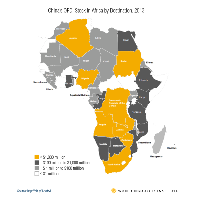 Chinese OFDI stock in Africa 2013
