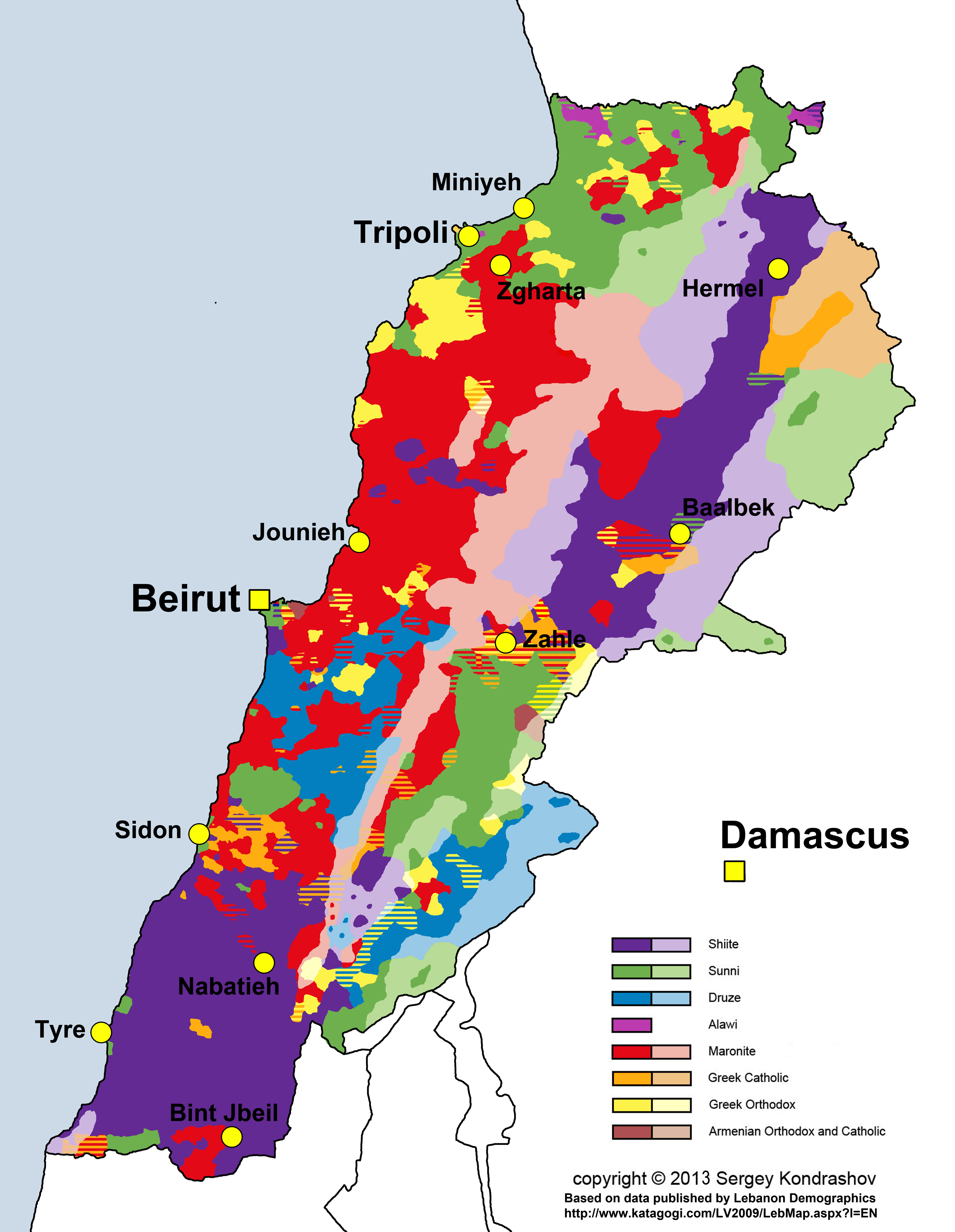 Lebanon religious groups distribution